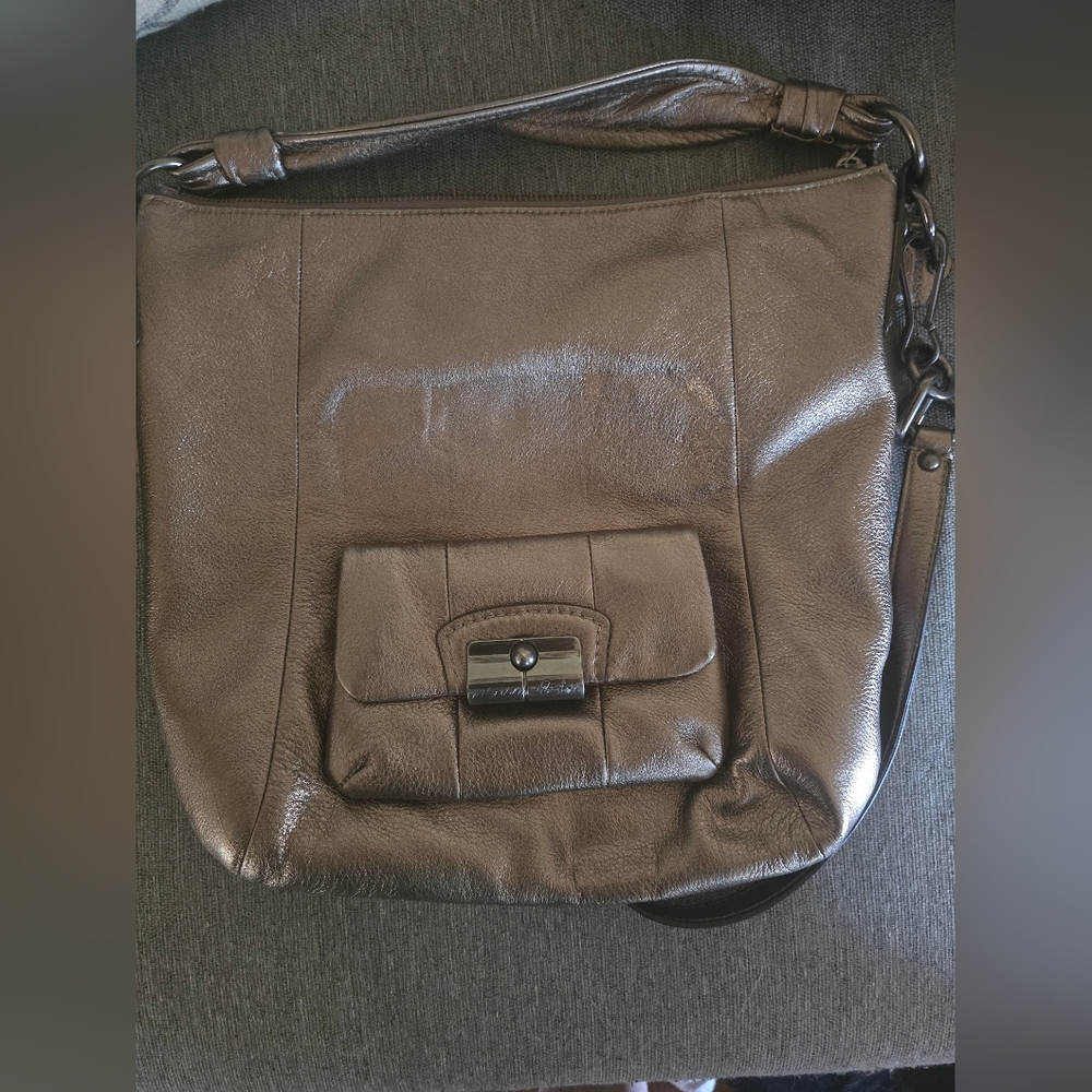 Metallic Silver Coach Purse